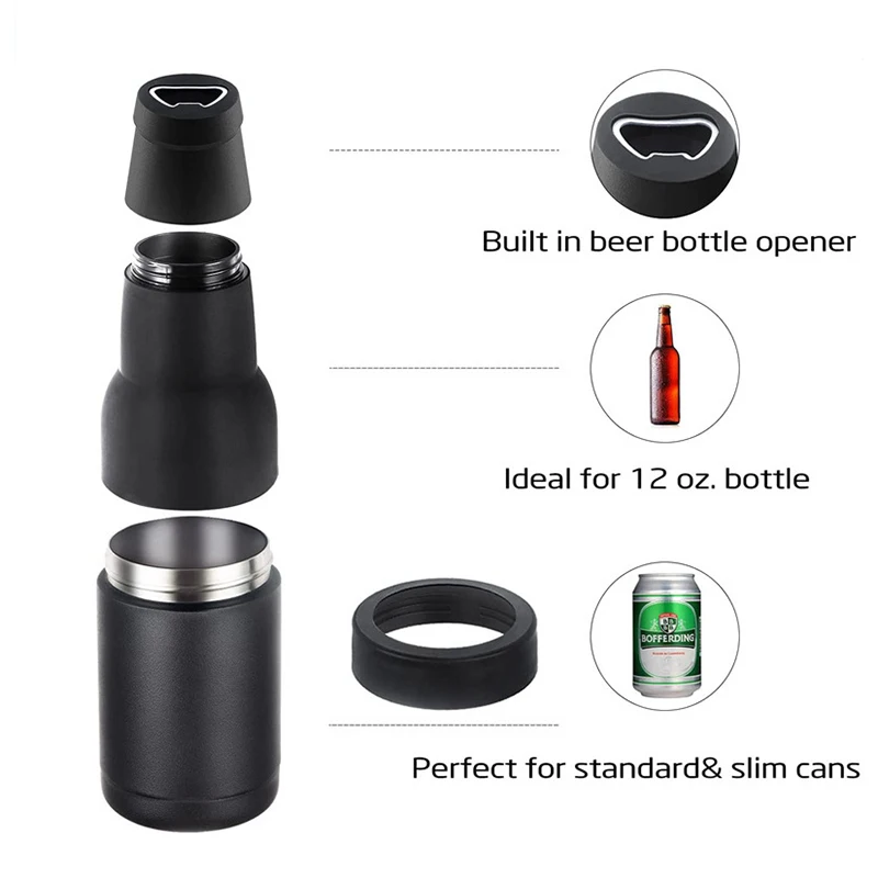 Stainless Steel Beer Bottle Can Cooler Double Layer Insulated Keep Beer Cola Drink Beverage Cold Keeper with Bottle Opener