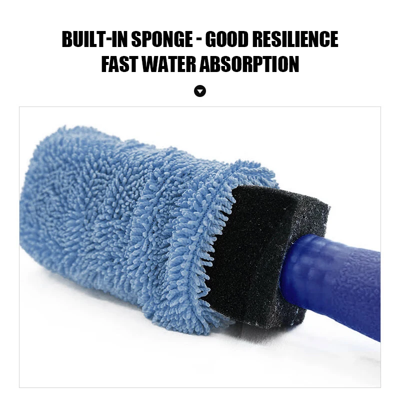 Microfiber Long Handle Car Tire Cleaning Brush Braided Cloth Can Hang Car Tire Cleaning Brush 4