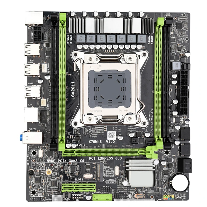 X79 Chipset Motherboard LGA2011 USB2.0 2-Channel DDR3 64G RAM PCI-E NVME M.2 SSD Support REG ECC Memory and Xeon