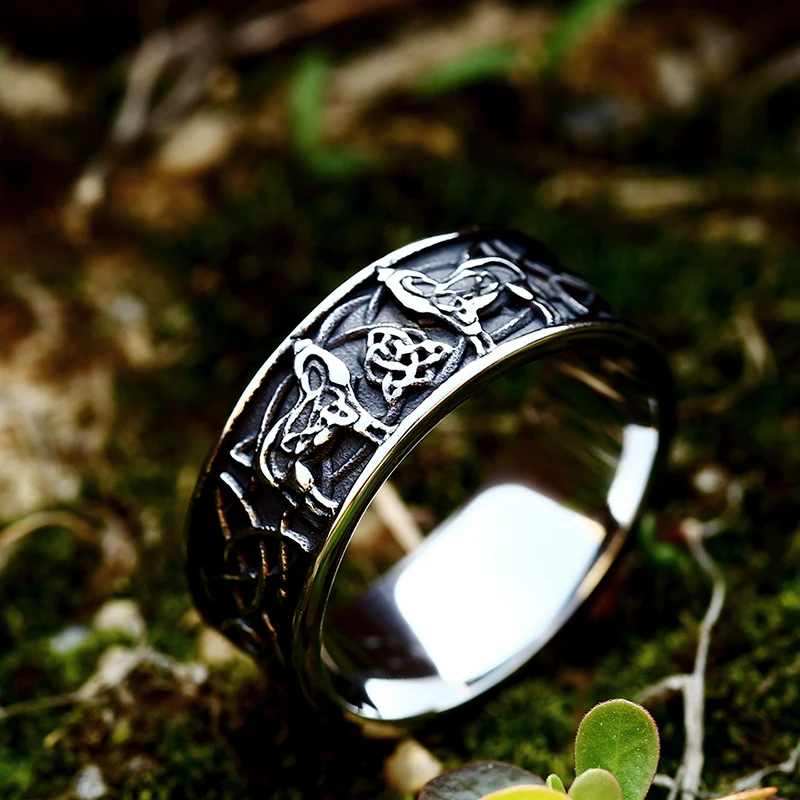 Beier New Designs 316L Stainless Steel Classic Punk Animal Totem Viking Ring High Quality Jewelry LLBR8-712R