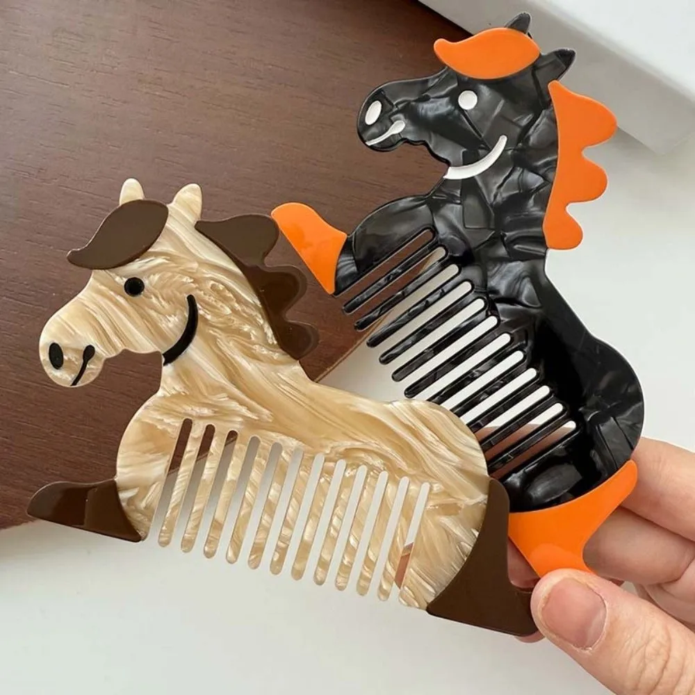 Hair Care Horse Acetic Acid Comb Cartoon Acetate Makeup Comb Contrast Color Hair Accessories Hairdressing Combs Household
