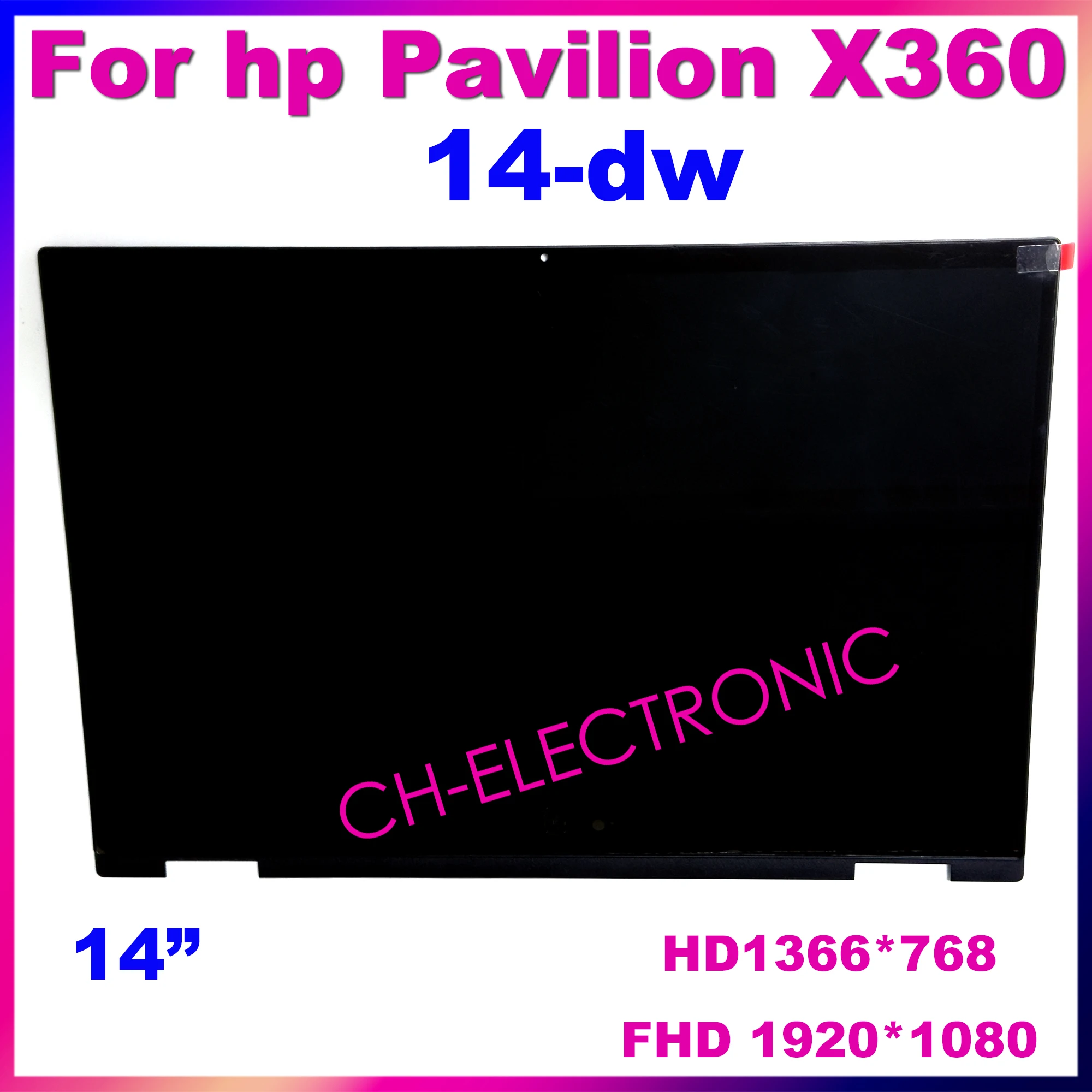 

14‘’ HD FHD For HP Pavilion X360 14-DW 14m-dw Series LCD Touch Screen Assembly With Bezel 1920x1080 1366x768 Replacement Panel
