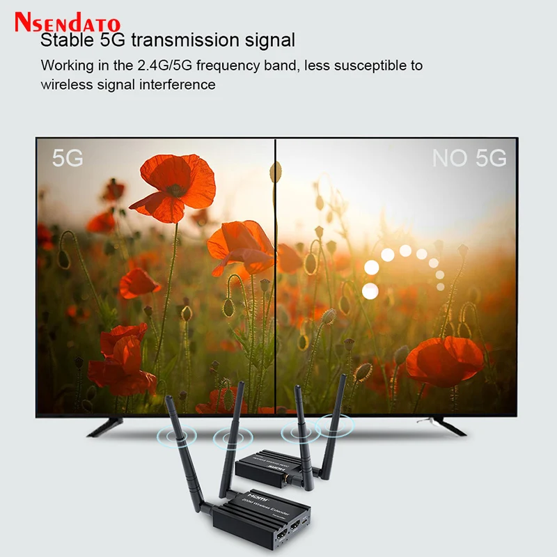 5G HDMI Wireless Extender 200m HDMI Video Audio Transmitter and Receiver Kit Adapter for DVD Camera PC To TV Monitor