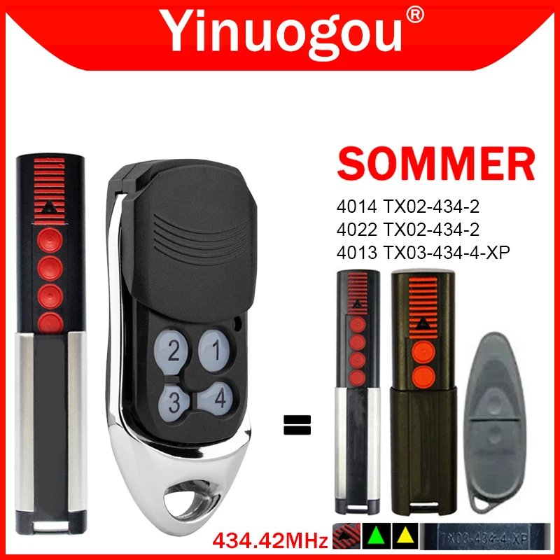 SOMMER TX03-434-4-XP Gate Remote Control 434.42MHz For SOMMER 4014 4022 TX02-434-2 Garage Door Remote Control 434MHz Gate Opener 2
