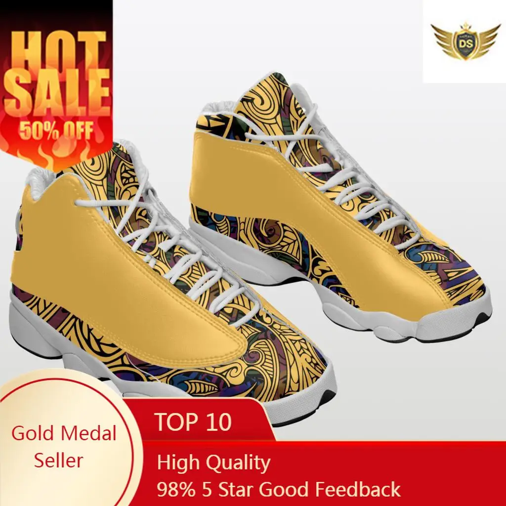Men's Shoes Basketball Cushioning Non-Slip Sports Shoes Polynesian style Gym Training Athletic Basketball Sneakers Women