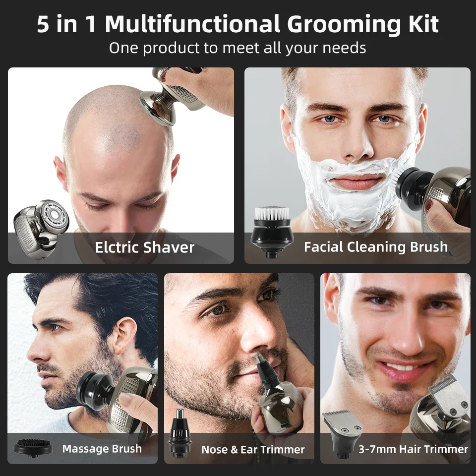 5-in-1 Multifunctionele Grooming Kit Heren Oplaadbare Kaal Hoofd Elektrisch  Scheerapparaat Baard Neus Oorhaar Trimmer Scheermes Clipper - AliExpress, image size:960x960