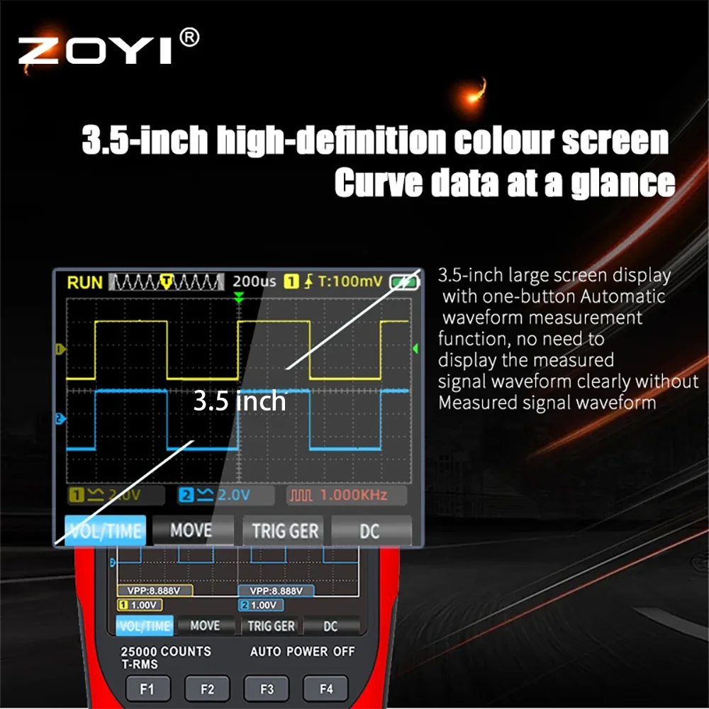 ZT703S Color Screen Handheld Digital Oscilloscope Multimeter Auto Repair Instrument Multi-function Measurement Anti-burn