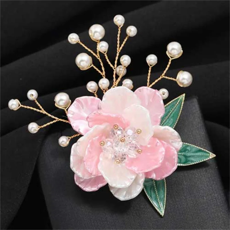 Flower Crystal Natural Stone Brooch Pin Women Accessory Birthday Gift Hijab  Pins
