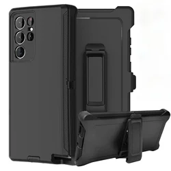 Heavy Duty Rugged Armor Case with Belt Clip - Samsung Galaxy Note20 Ultra (Black)