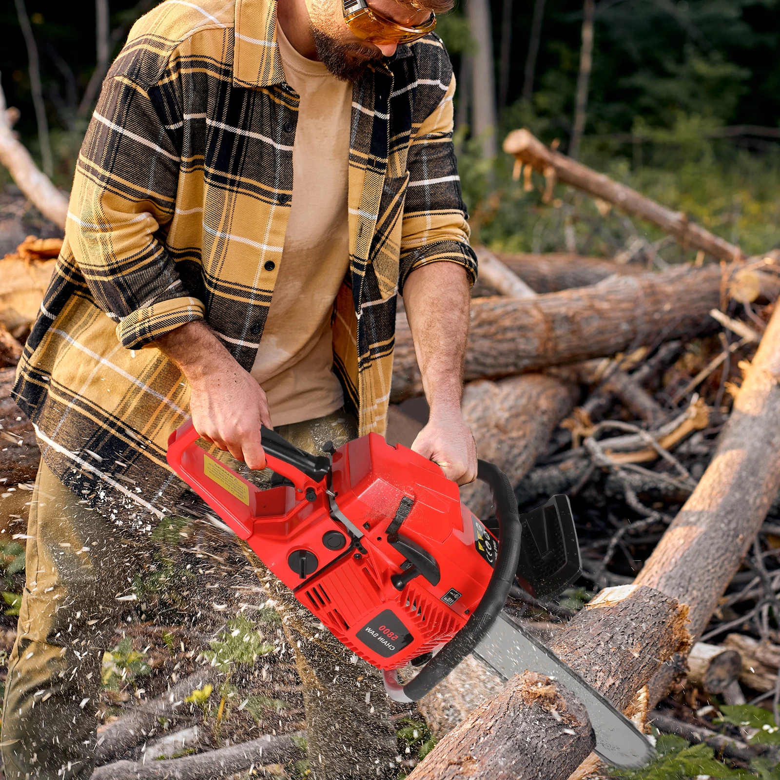 Professionelle 2-Takt-58-CC-Gaskettensäge, 2,4 kW Leistung und 20-Zoll-Führungsstange, zum Profi-Holzfäller und Hochleistungsschneiden – Detail 1