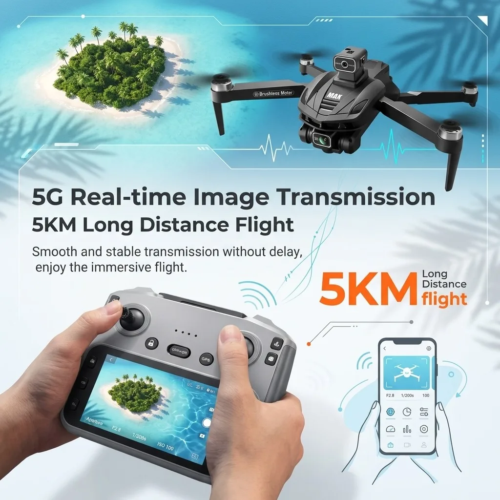 Nuovo Drone V168 Pro MAX 2026 con Doppia Fotocamera HD 8K, GPS, WIFI 5G, FPV 360° ° Drone Quadricottero RC con Evitamento Ostacoli e Motore Brushless - Image 3