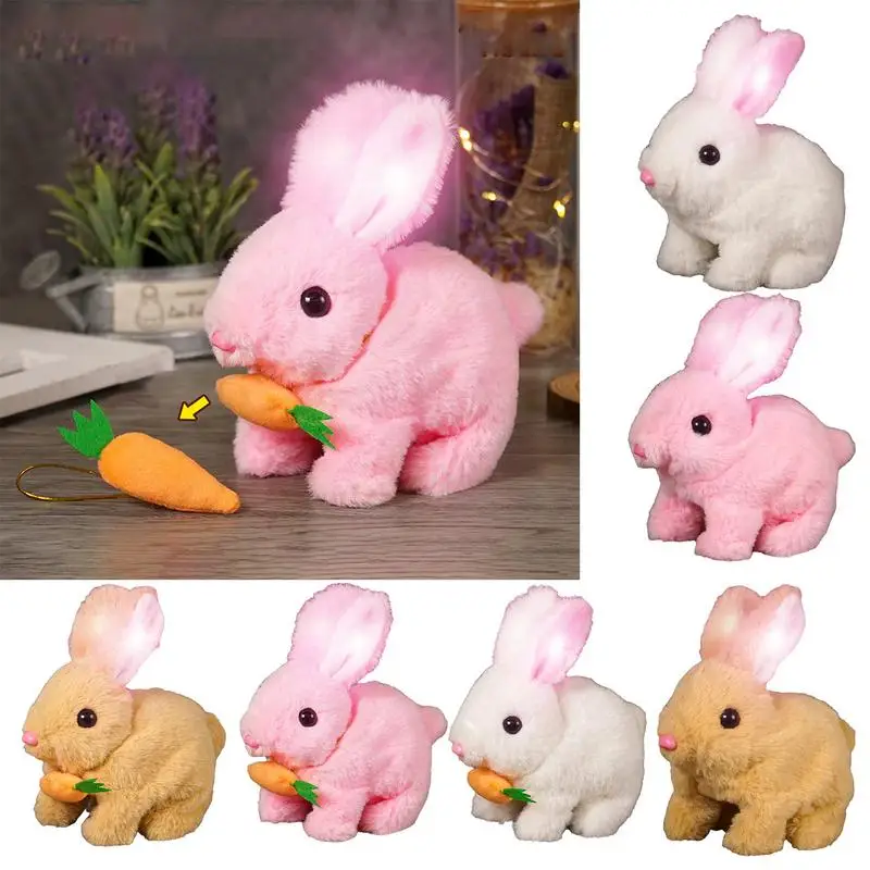 Electronic Rabbit Toy Simulated Bunny Doll Interactive Plush Figures Hopping Robotic Animal Jumping toys birthday gifts for Kids