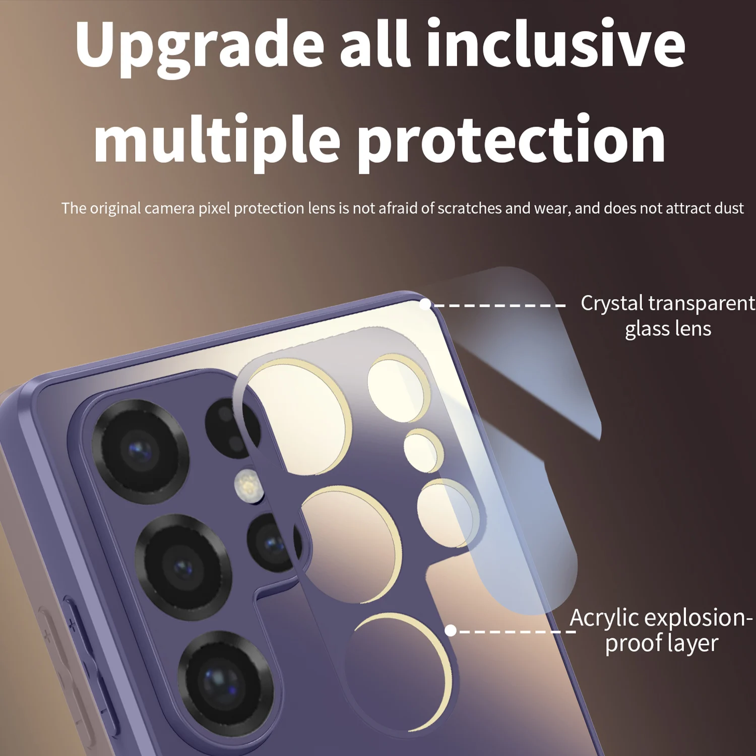 Matte Wireless Charging Case with Glass Lens Protection and Anti-Fall Cover