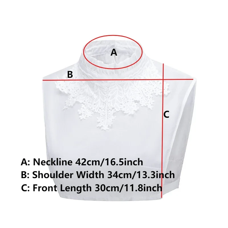 Vintage Lace Floral Detachable Stand Collar for Women - Elegant White False Blouse Collar