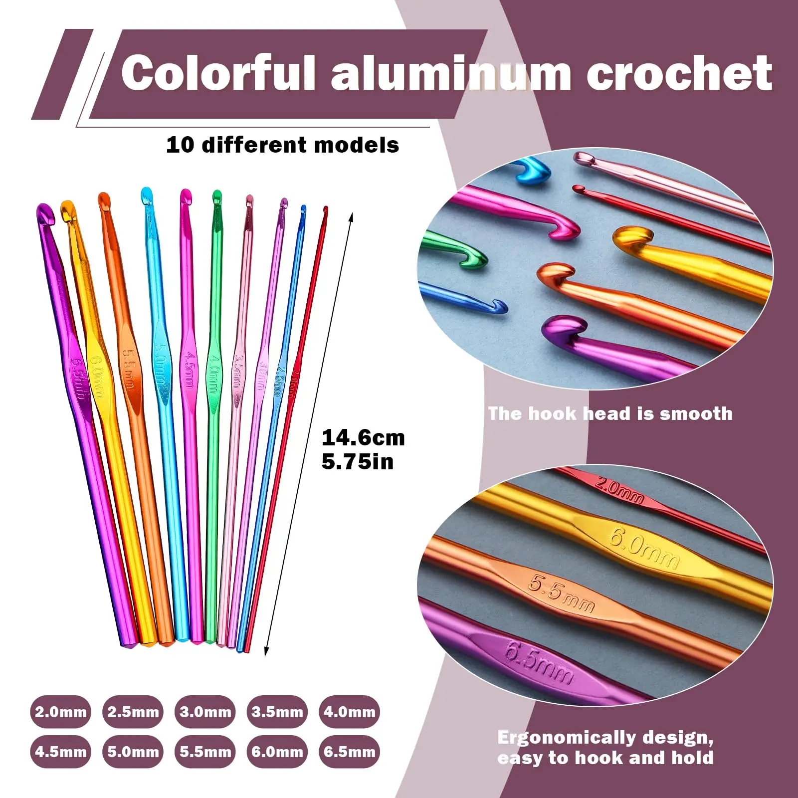 طقم خطافات كروشيه كاملة للمبتدئين ، طقم لوازم حياكة ، صوفي