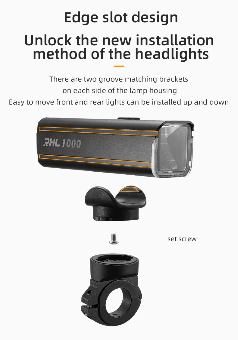 Bicycle Light 1000Lumen Type-C Charging IPX6 Rechargeable Bike Front Light With