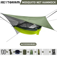 260x140cm Outdoor Double Camping Hammock with Mosquito Net and Rain Fly Tarp Lightweight Parachute Hammocks for Travel Hiking 1