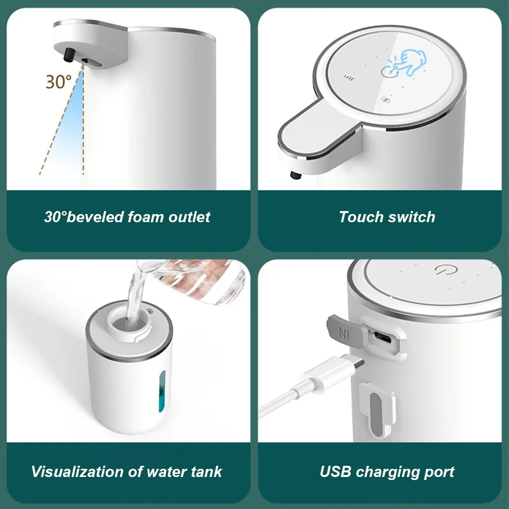 White Plastic Automatic Foam Soap Dispenser for Kitchen and Bathroom