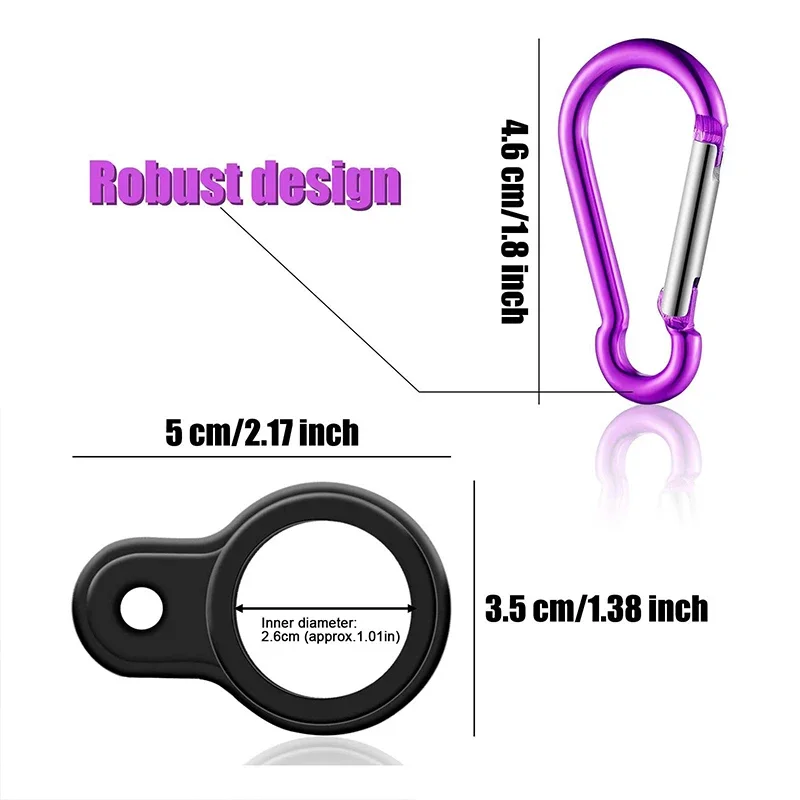 1PC Aluminum Sports Kettle Buckle Outdoor Carabiner Water Bottle Holder Rubber Buckles Hook Camping Hiking Tool water bottle holder carabiner clips