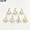 WT-MP138 WKT Natural Pearl & CZ Pendant Irregular Pearl With CZ Charm Women Fashion Necklace Women Gift Jewelry Findings 1