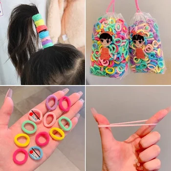 200/1000PCS Women Girls Colorful Nylon Elastic Hair Bands Ponytail Hold Small Hair Tie Rubber Bands Scrunchie Hair Accessories