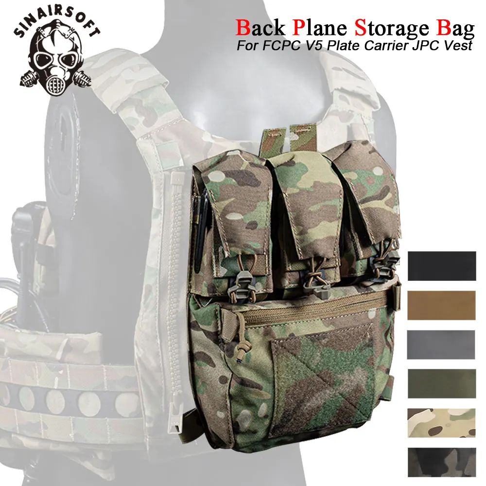 

SINAIRSOFT Assault Back Panel Banger Zipper-on Pouch Multi-fit GP Pocket Retention Flap FCPC V5 Plate Carrier Molle Hunting Vest