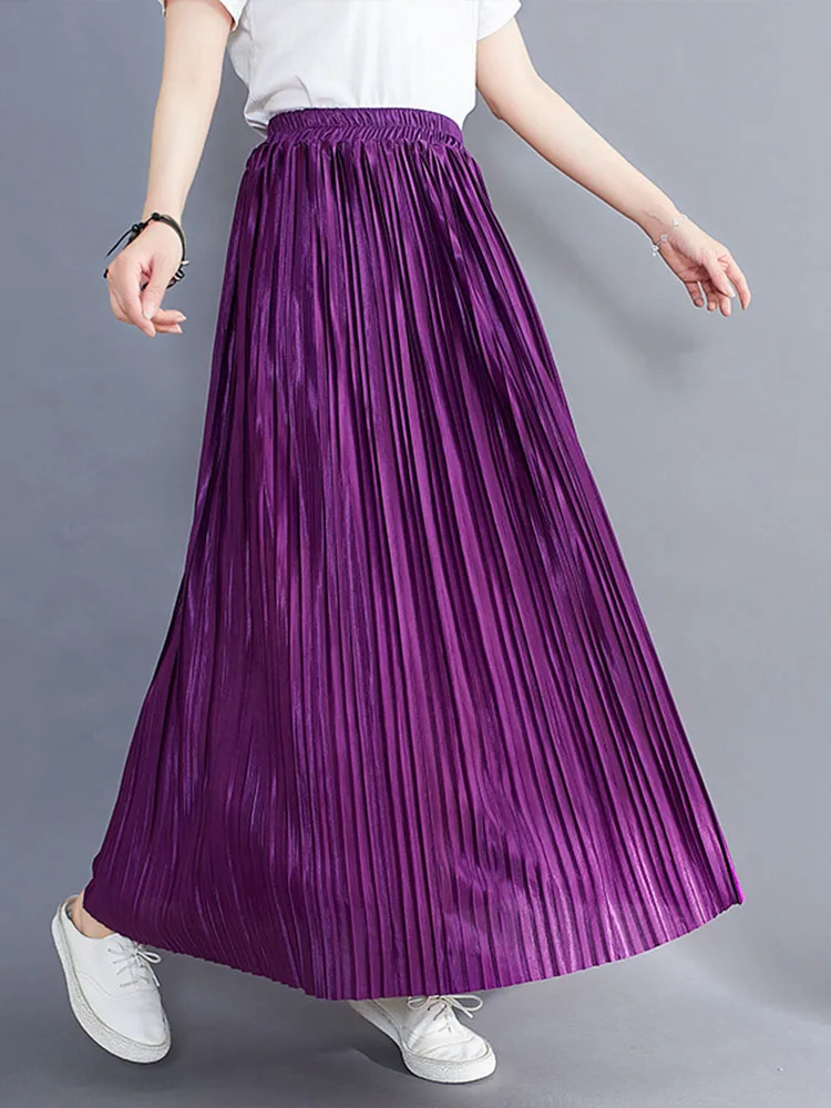 

Женская длинная юбка в складку, однотонная свободная универсальная плиссированная юбка в Корейском стиле, модель D3779 на весну и лето, 2023