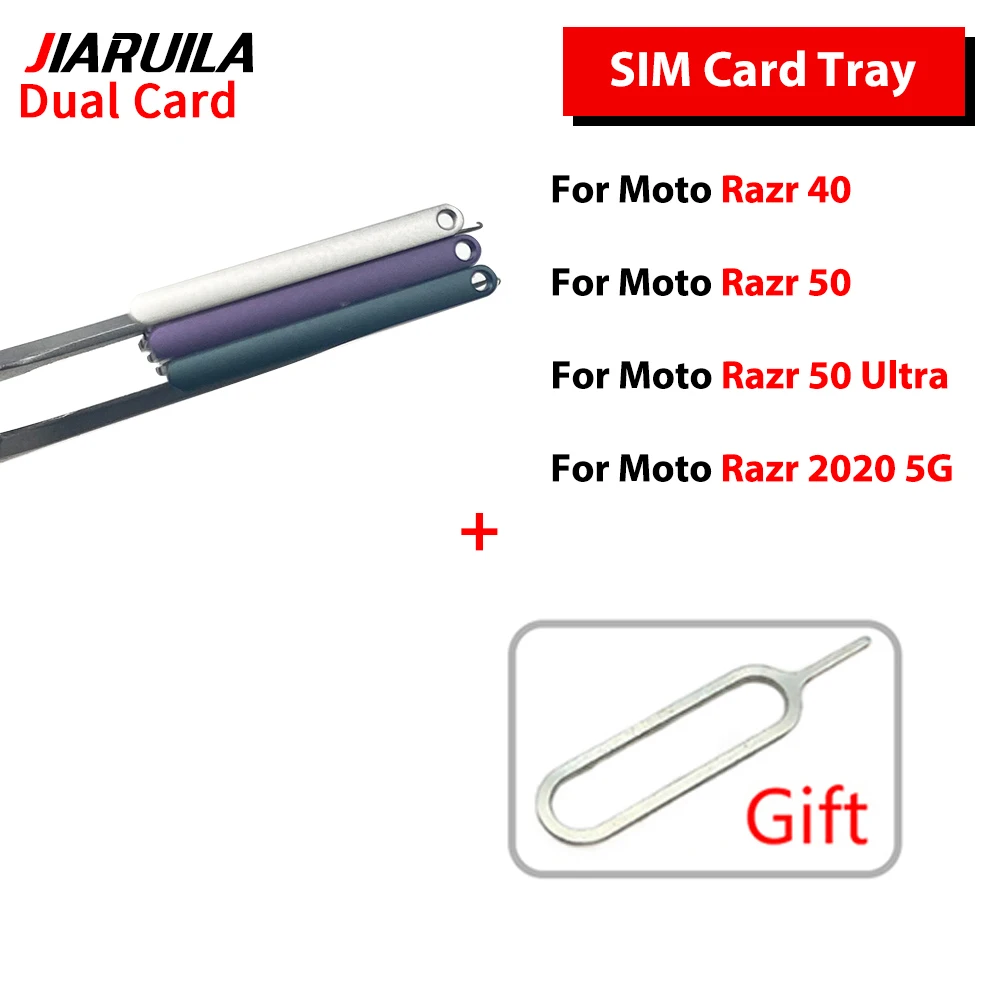 새로운 듀얼 SIM 카드 슬롯 SD 카드 트레이 홀더 어댑터 소켓 수리 부품 (모토로라 레이저 5G 2020 40 40 울트라 50 50 울트라 용)