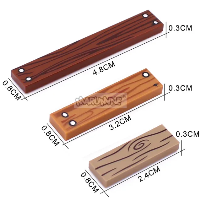 Marumine 20PCS Wooden Floor Build Brick Accessories Tile 1x6 With Wood Grain Pattern 6636 pb13 City House MOC Building Blocks 6