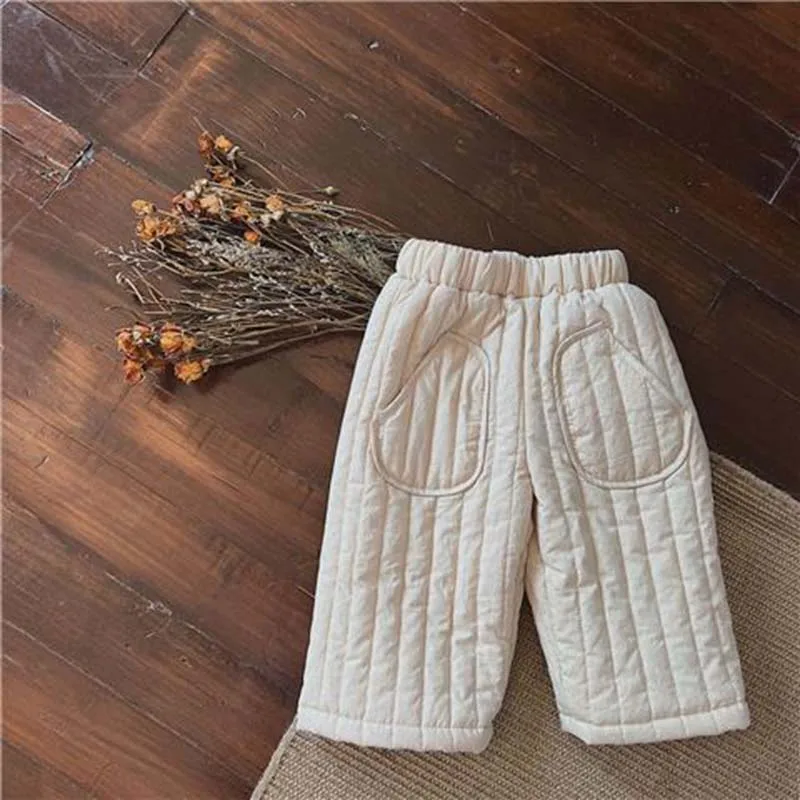 Winter Korea Kids Pants Thicken Toddler Pants Children's Cotton Plush Girls' Solid Color Casual Clothing