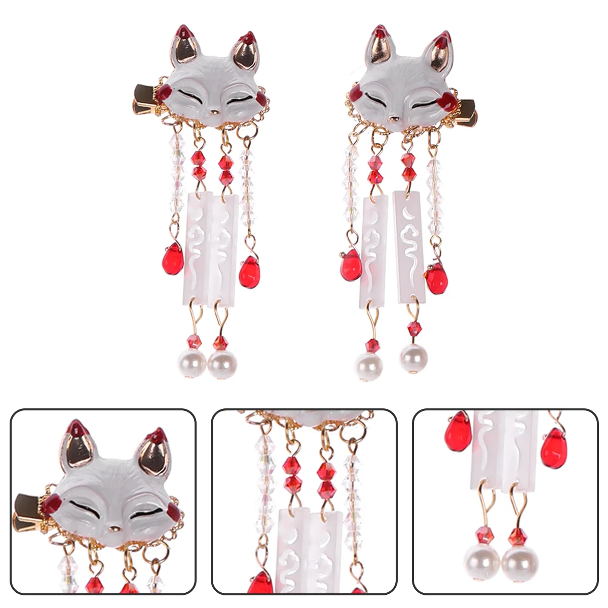 

Fox Tassel Clip Chinese Hair Clips Bill for Women Drop Barrette Girl Heart