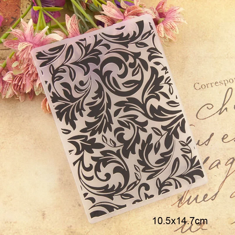 Roll leaves Embossing folders Plastic bump Scrapbooking DIY Template Fondant indentation Cake Photo Album Card Make10.5x14.7cm,plastic embossing folder,embossing folder