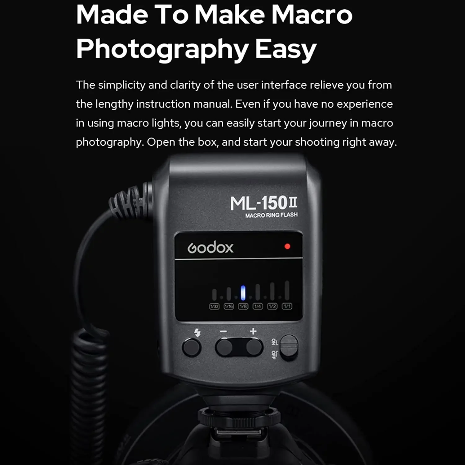 Godox ML-150II ML150II Macro LED Ring Flash Speedlite GN12 5800K&plusmn;200K for Sony Canon Nikon Fuji Olympus Panasonic DSLR Cameras