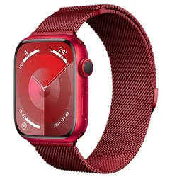 Milanese Stainless Steel Apple Watch Band Replacement Strap for 38 40 41 S10-42mm (Red)