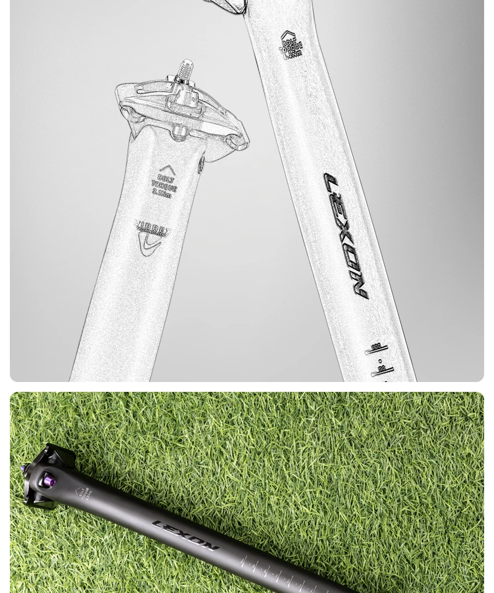 Lexon ultraleichte 145g/155g Fahrrads attel stütze Carbon 27.2/31,6mm zwei Größen MTB/Kies/Rennrad Sitzrohr 350mm Länge Sattelstütze – Detail 15