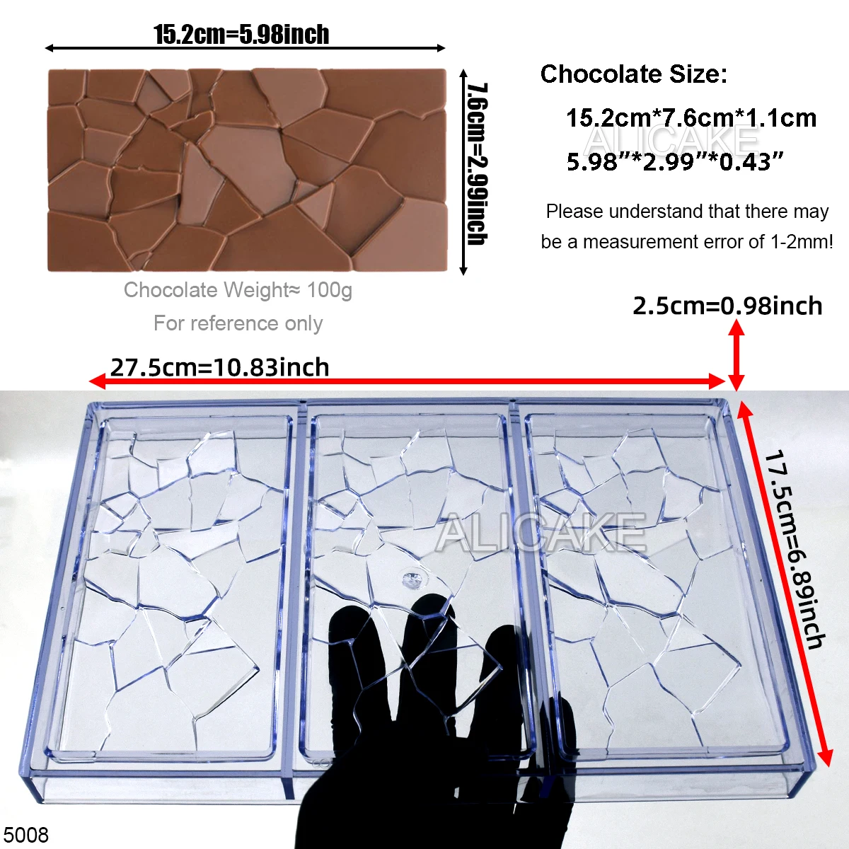 Polycarbonate Chocolate Bar Molds for Confectionery and Baking