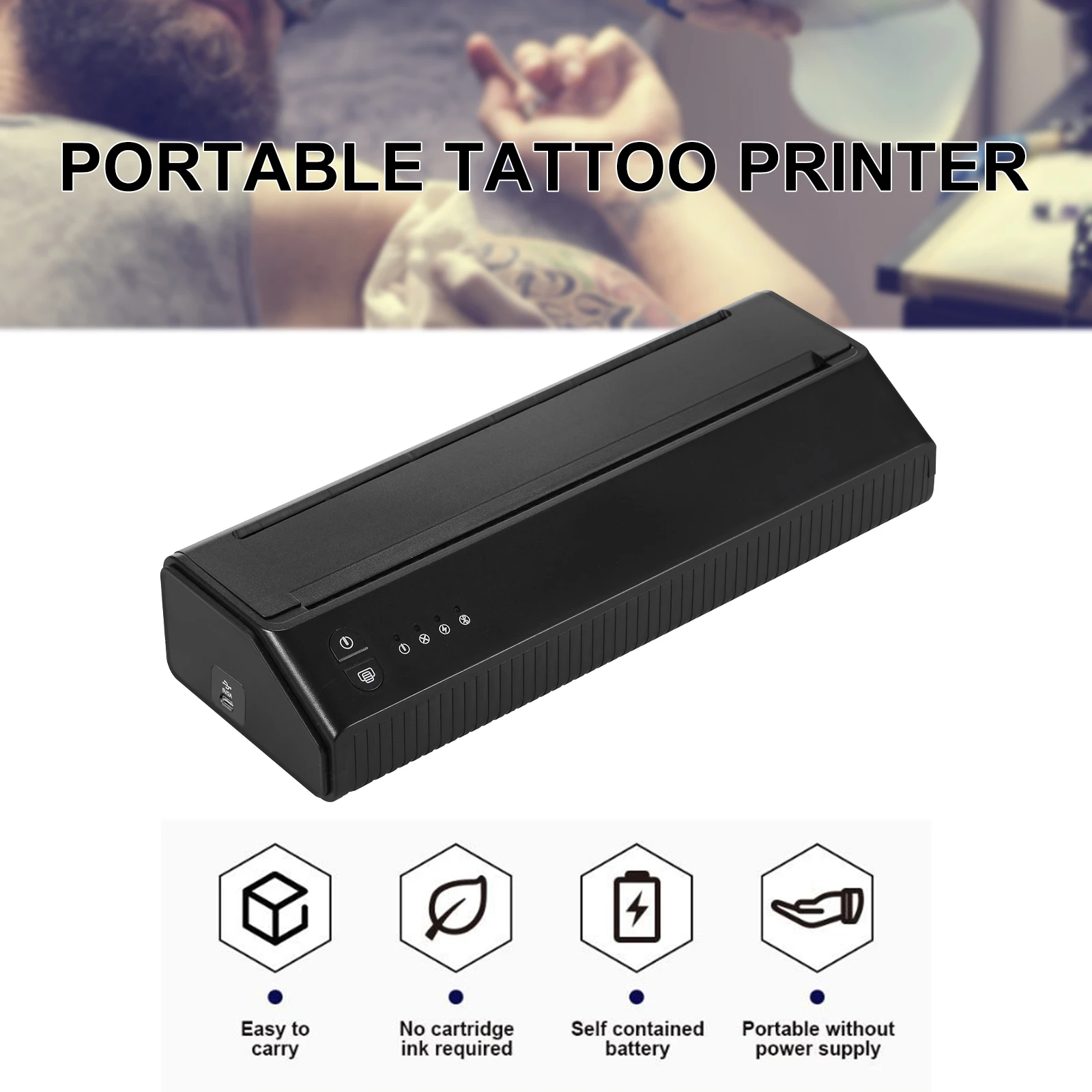 Tattoo Thermal Printer Wirelessly Bluetooth BT Photo Tester Paper Printer Portable 203DPI Tattoo Transfer