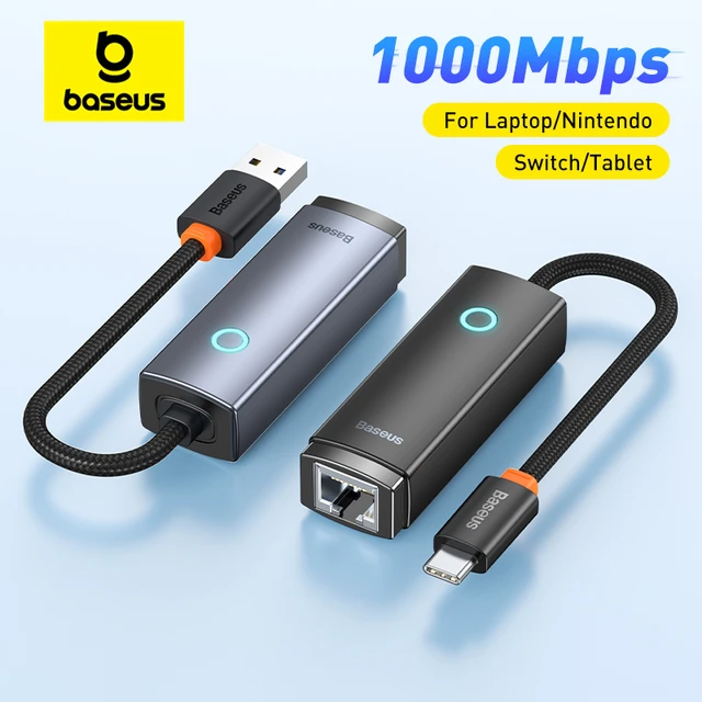 Baseus – adaptateur USB C vers Ethernet, en aluminium, Gigabit