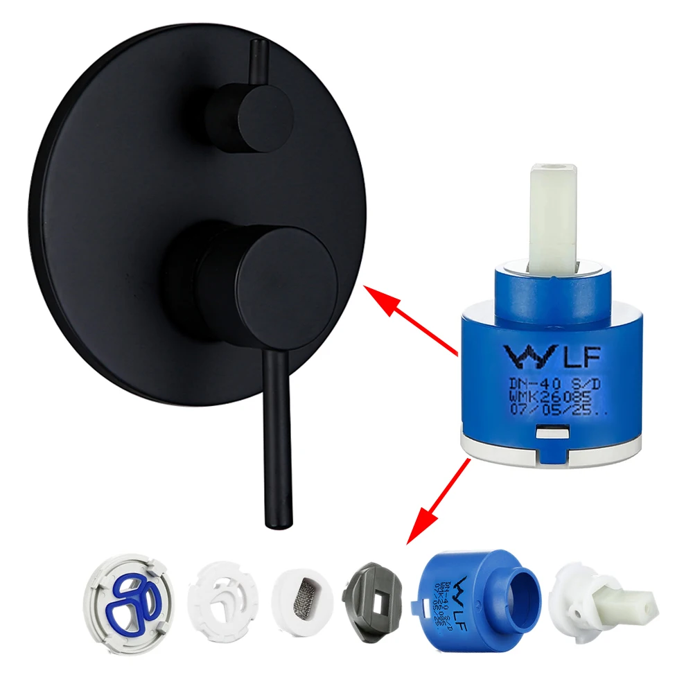 2 Function Shower devider Control Body Divide Water Wall Mounted Hot & Cold Water Ceramic Cartridge Brass Tap control Valve