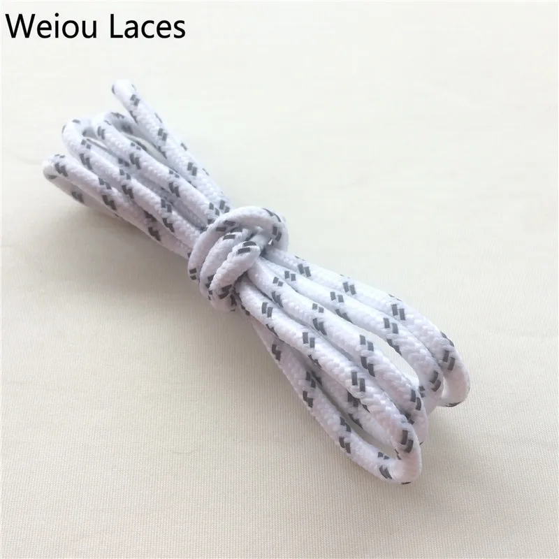 (30pairs/Lot) Weiou Reflective Shoe Laces Round 4.5mm Shining Rope Shoelaces Polyester With Plastic Tips Wholesale Shoe String