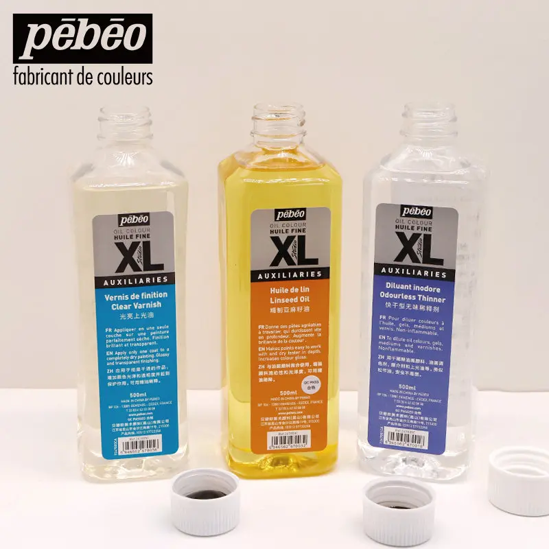 Oil paint Pebeo 500ML oil paint medium clear varnish linseed oil mineral thinner odorless thinner for drawing auxiliary supplies