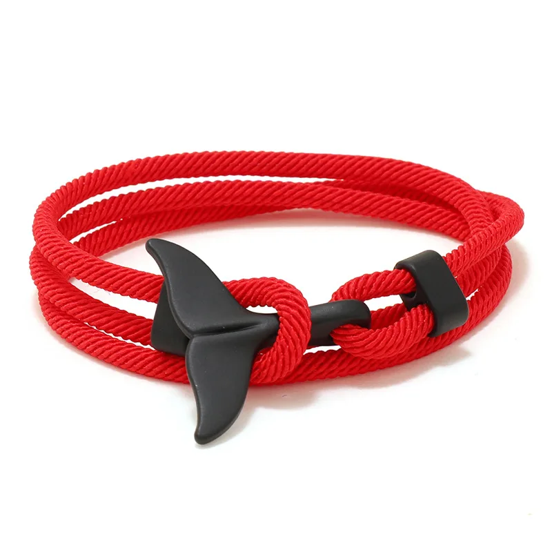 Simple new Milan Line Ocean Wind Whale Tail Bracelet Personality everything with the Year of your life couple woven red bracelet 6