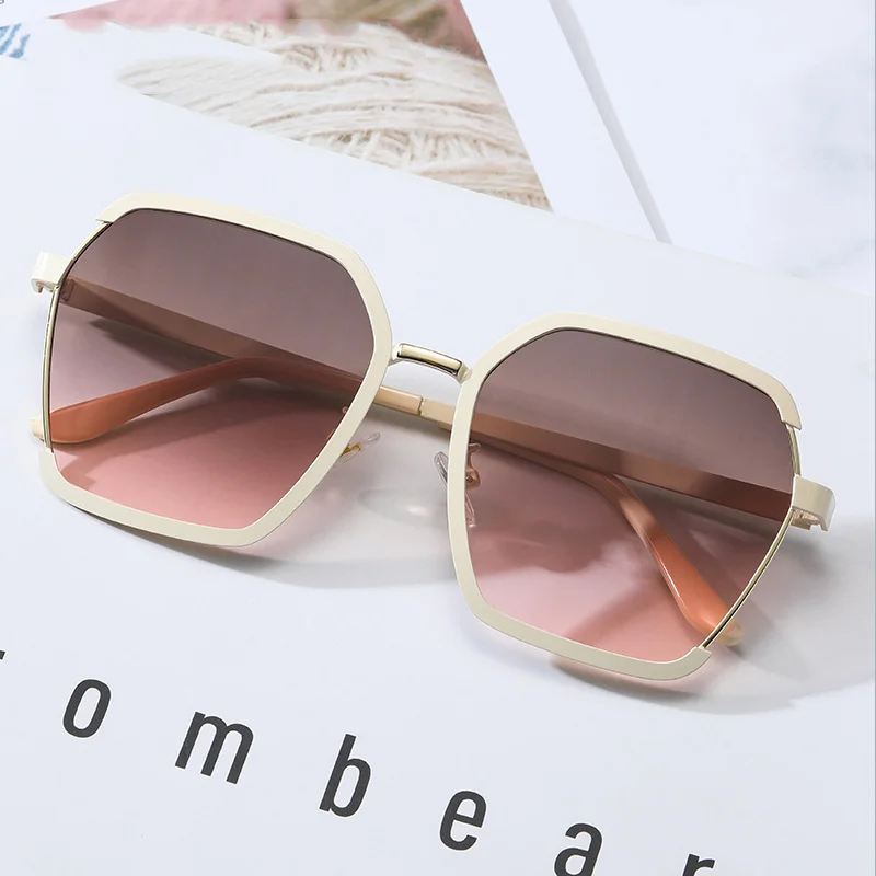 

New Fashion Women Glasses Trend Retro Metal Half Frame Sunglasses Street Shoot European and American Women's UV Protection