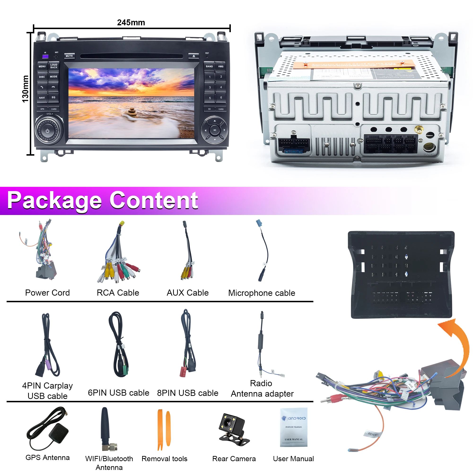Android Car Radio DVD Player For Mercedes-Benz B200 2006-2012 Touch Screen Car G