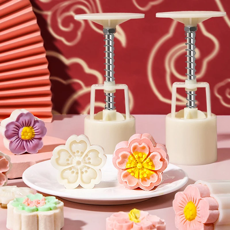 Candy Molds Moon Cake Mold Set 4-6Pc Mooncake Mold Cherry Flower