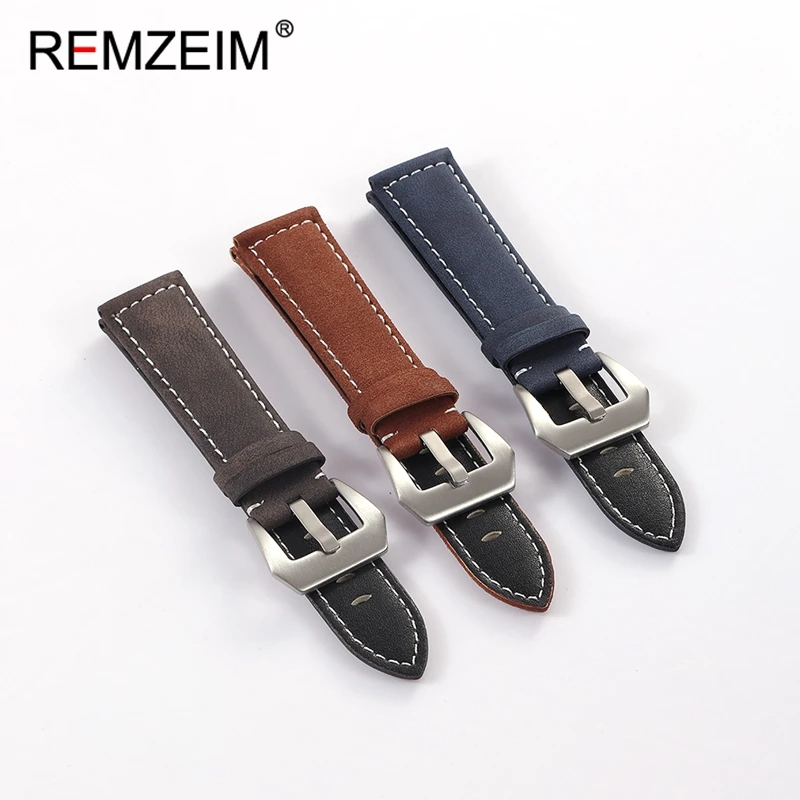 Unisex Retro Matte Leather Wristwatch Band - Black, Yellow, Brown, Green