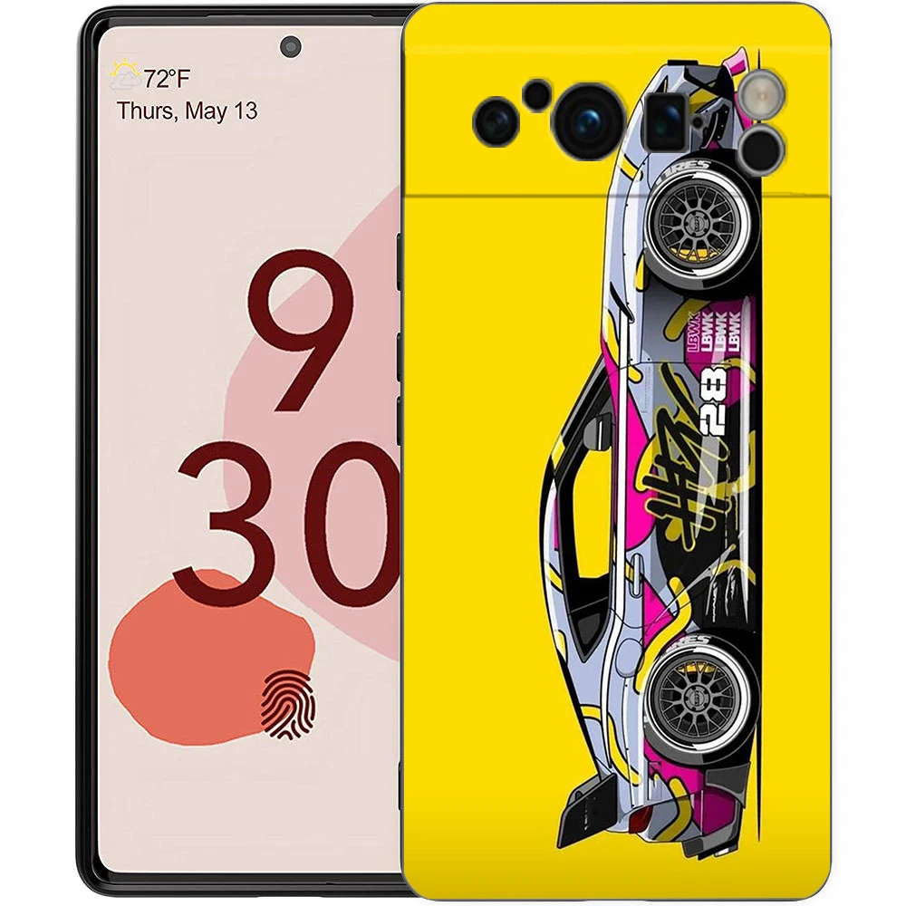 JDM Tokyo Drift Sports Car Black Soft Shell Phone Case
