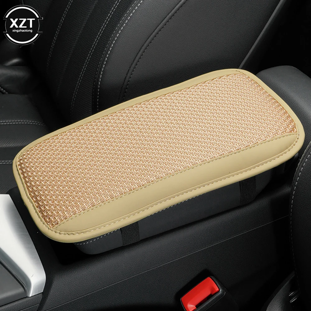 Center Console Armrest Armrest Pad Car Armrest Mat Car Armrest Cover Universal Soft PU Leather Car Armrest Pad Breathable Ice Silk Mat Cushion Car Center Armrest Cover Arm Height Pad Four Seasons