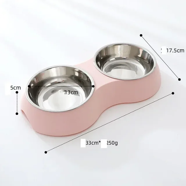 Double Pet Bowls Dog Food Water Feeder Stainless Steel Pet Drinking Dish Feeder Cat Puppy Feeding Supplies Small Dog Accessories 3
