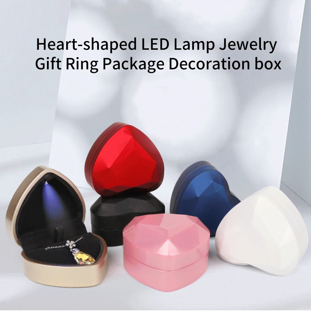 Boîte Carrée En Velours Pour Bague Avec Lumière LED : écrin D'affichage Pour Bijoux, Boîte De Rangement Pour Cadeaux, Support De Boîte Pour Bagues De Fiançailles Et De Mariage